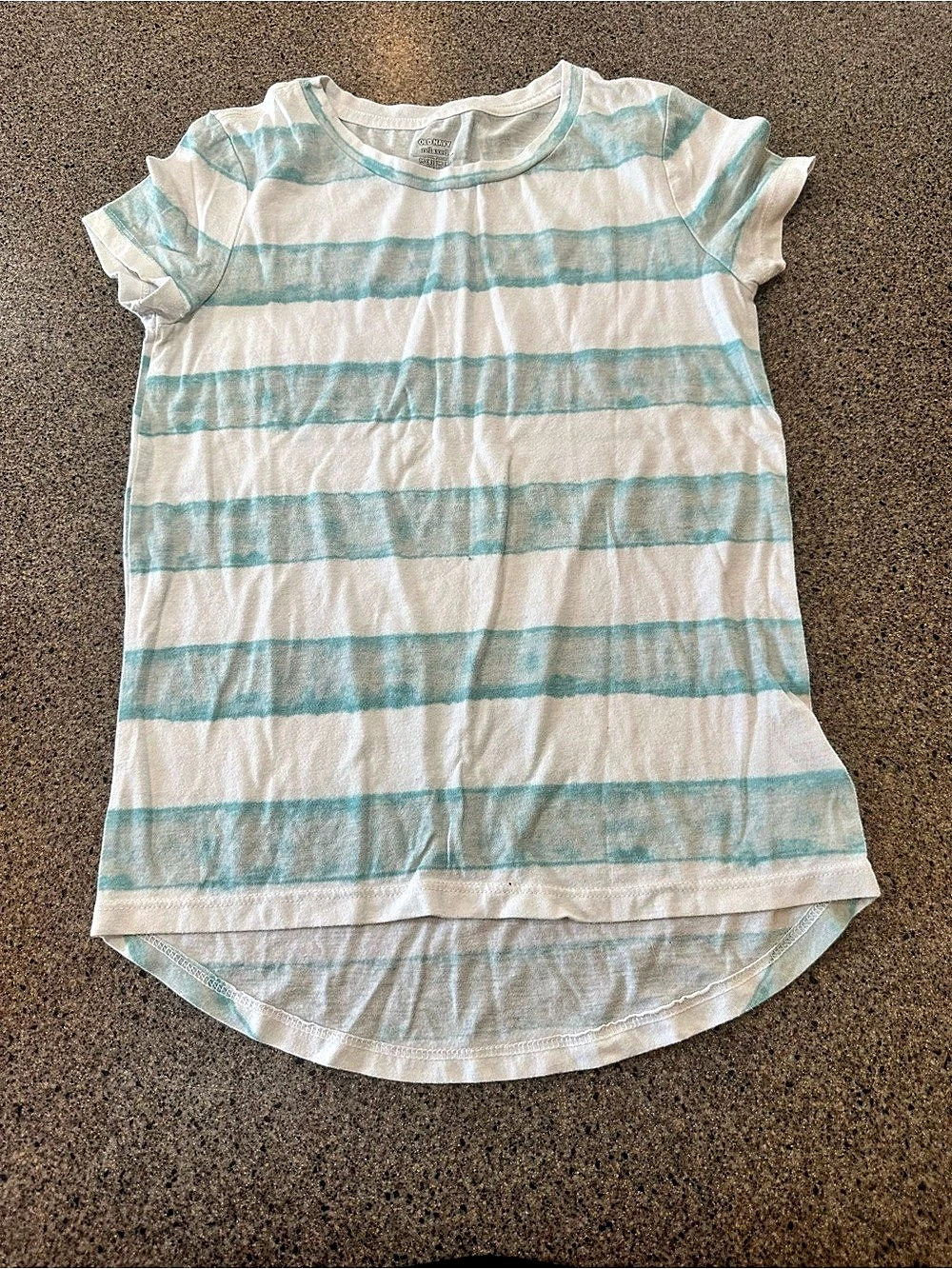 Old Navy Striped Short Sleeve Top in White & Blue Size Medium